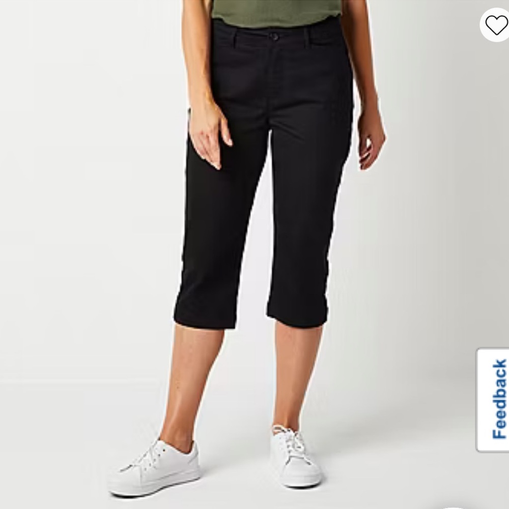 St. John’s Bay black secretly slender Capri pants cotton size 14 easy fit